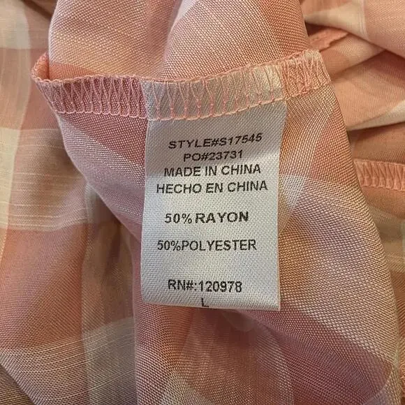 Entro Pink White Gingham Ruffle Skirt SIZE Large NWT Cottage Coastal Grandma - Picture 5 of 7